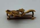 Antique Art Nouveau 4 Leaf Clover Cultured Pearl 14k Yellow Gold Pin Brooch