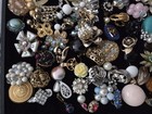 Wow     Vintage Jewelry 110 Pc Rhinestone Clip On Screw Back Single Earrings Lot