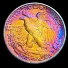 Walking Liberty Half Dollar 1945-s Au 90  Silver Monster Rainbow Toning