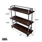 Three-tier Wood Shelf Industrial Bar Cart With Locking Wheels  Boulder Black