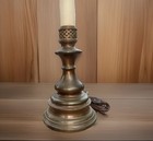 Vintage Brass 2-light Table Lamp With White Metal Shade 18 Inch 4 5    Shade