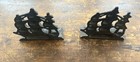 Antique Cast Iron Clipper Ship Nautical Bookends Pair Art Deco Maritime 1920s