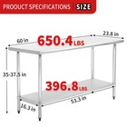Stainless Steel Table For Prep   Work 24 X 60 Inches  Commercial Heavy Duty T   