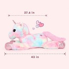 Tezituor 43in Giant Unicorn Stuffed Animal  Rainbow Pink Stuffed Unicorn Toys F