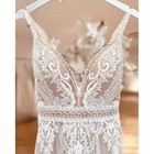 Plus Size Beach Wedding Dresses V Neck Backless Lace A Line Boho Bridal Gowns