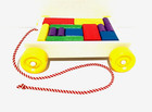 Vintage Playskool Wagon Of Wooden Shaped Blocks Pull Toy