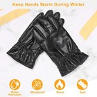 1pair Unisex Black Leather Gloves Winter Warm Windproof High Quality Soft Gloves