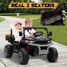 36v 4wd 2-seat Kids Ride On Dump Truck Remote Trailer Shovel Bluetooth Mp3 Black