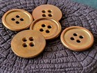 Set Of 5 Vintage Brass Look Buttons     4-hole     For Restoration   Retro Sewing