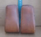 4  Deep Used Western Saddle Bell Stirrups Pair Leather Covered 3  Top 