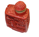 Chinese Cinnabar Antique Carved Snuff perfume Bottle 2 75   