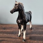 Vintage Mcm Ceramic porcelain Horse Figurine Black   White Japan 7  X 9  Glossy