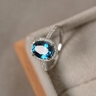 3 50 Ct Oval Cut Natural Topaz Diamond Engagement Ring 14k White Gold Size 7