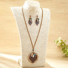 Boho Vintage Jewelry Set Earrings Necklace Geometric Leaf Dangle Pendant Gift