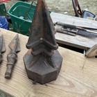 1 Antique Vtg Cast Iron Fence Post Gate Finial With Two Spears Cap Topper  