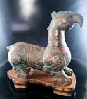 James Mont Chinese Griffin Bronze teak Figural Cigarette Box W lighter Mcm Nice 