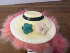 Rare Vintage Yellow Hat Pink Feather Dog California Creations By Bradley Mcm