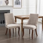 Set Of 2 Dining Chair Kitchen Upholstered Side Chairs W curved Solid Wood Legs