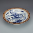 12 2  China Qing Blue And White Porcelain Animal Cloud-dragon Arhat Bowl