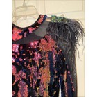 Weissman Black Iridescent Sequin Feather Shoulder Bodysuit Small