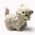 Vintage Ceramic White Persian Kitten Figurine Set Blue Eyed Cats Kitsch 1970s