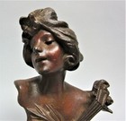 Fine Antique French Art Nouveau Bronzed Bust Sculpture  la Cigale   C  1920