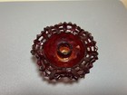 Vintage Fenton Glass Basket Weave Ruby Red To Amberina Footed Candle Holder 