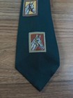 Vintage 1940s 50s Mcm Green Tie Western Cowboy Horse Racing Necktie 