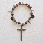 Colonial Period Chaplet Bracelet Strung With Old Coins Large Oaxaca Crucifix