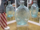  pristine  Aquamarine 1850 s open Pontil gii-55 Eagle  Grapes 1 Quart Flask 