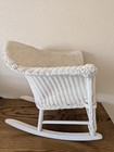 Vintage Kids Child White Wicker Rocking Chair Portrait Cute