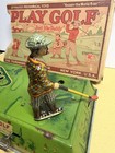 Rare Antique C  1920   s Ferdinand Strauss Play Golf Mechanical Tin Wind Up Game