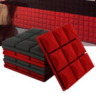 12 acoustic Foam Panel Wedge Studio Soundproofing Wall Record Tiles Black   Red