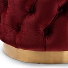 Round Velvet Ottoman Button Tufted Brushed Stainless Gold Base     5 Color Options