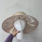 Ml Studio Dress Hat Womens Os Champagne Lace Pearl Bow Wide Brim Church Wedding