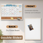 Monthly Calendar Dry Erase Board 24x18 Inch  Double-sided Whiteboard And Corkboa