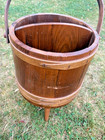 American Firkin Form Sewing work Stand 1950-1970 Coopered stayed Wooden Body