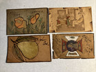 4 Antique Leather Postcards Early 1900s Various Themes And Postmarks Lot   8 