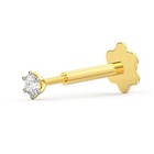 2mm Natural Diamond Nose Pin Screw Ring Piercing Stud lip 14k Yellow Gold