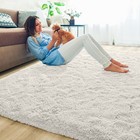 White Shaggy Area Rug Soft Plush Carpet Non Slip Living Room Bedroom Mat