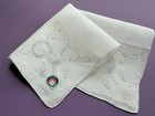 Vintage Hanky 1950s Embroidered Irish Linen Hand Made In Madeira New W  Tag