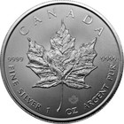 2022 Canadian Maple Leaf 1 Ounce    999 Fine Silver Coin B u