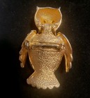Vintage Vanda Usa Owl Brooch Wiyh Solid Perfume Holder Empty Goldtone 1 3 4  