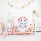 Soft Baby Crib Bedding Set For Girls - Comfort  Crib Skirt  Sheet  Elephants