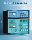 Mini Fridge 3 2 Cu ft 2 Door Freezer Adjustable Thermostat Black Feelfunn