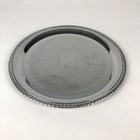 Vintage Irvinware 12 5  Ornate Engraved Silver Plated Serving Tray - Made In Usa