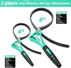 Valuemax 2-piece Strap Wrench Set Adjustable Oil Filter Wrench 4  And 6  Green