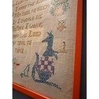 Vintage Framed Cross Stitch Sampler Now I Lay Me Down To Sleep Folk Art Animals