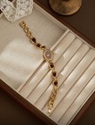 Gold And Burgundy Vintage Style Round Women   s Watch