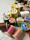 Vintage Sewing Thread Huge 60 Spools  Wood   Plastic Spools  Mixed Brands